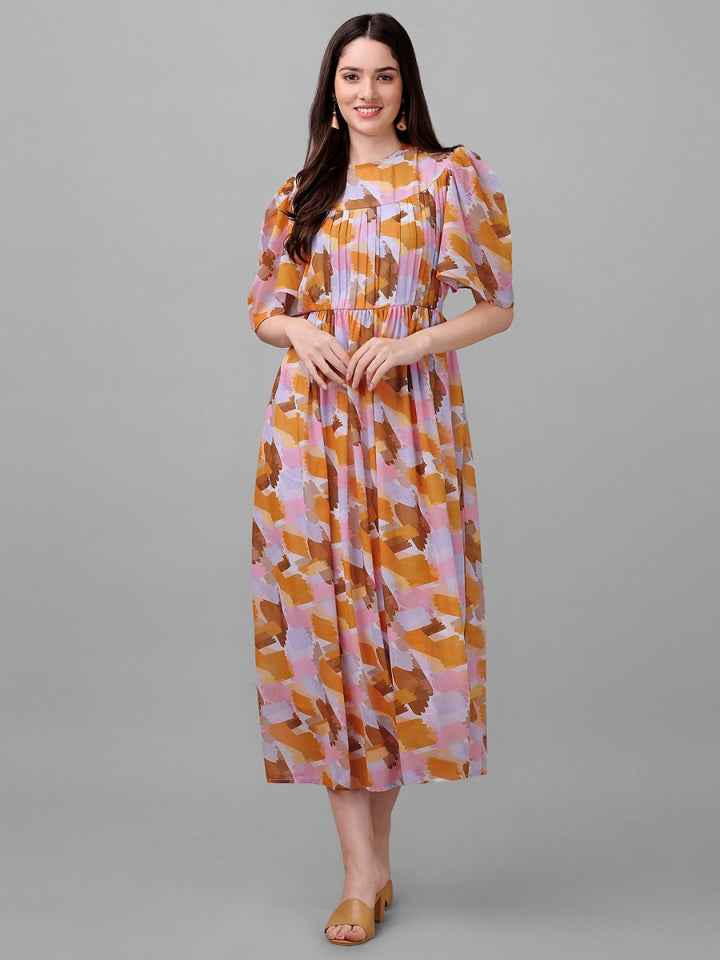 dresses for Women western wear Abstract Multi colour Maxi Dress - Masakali.Co®