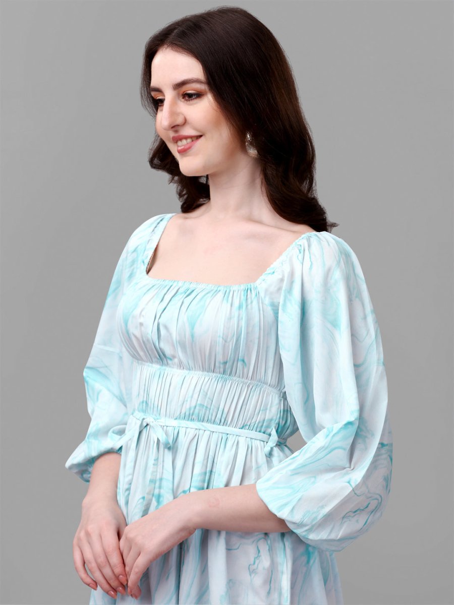 dresses for Women western wear abstract sea green - Masakali.Co®