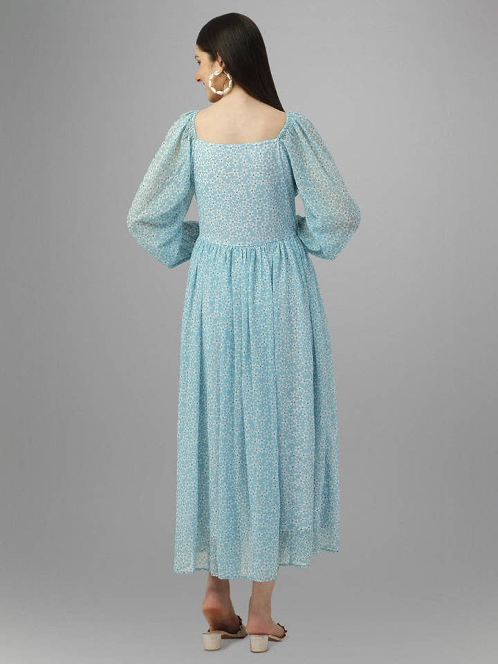 dresses for Women western wear Aqua Blue Maxi Dress - Masakali.Co®