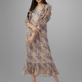 dresses for Women western wear Cream Floral Maxi Dress
