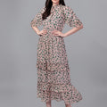 dresses for Women western wear Cream & Green Maxi Dress