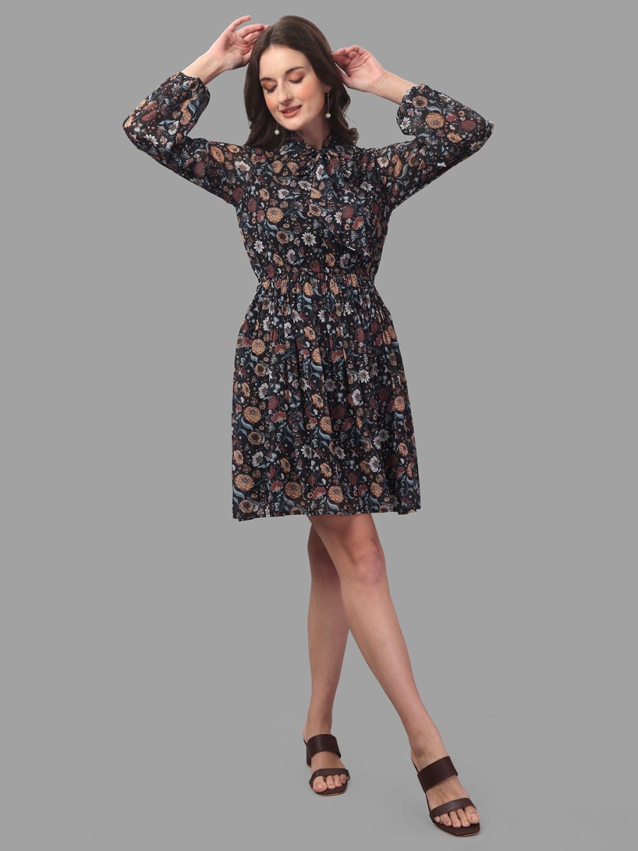 dresses for Women western wear floral Black - Masakali.Co®