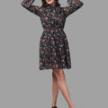 dresses for Women western wear floral Black