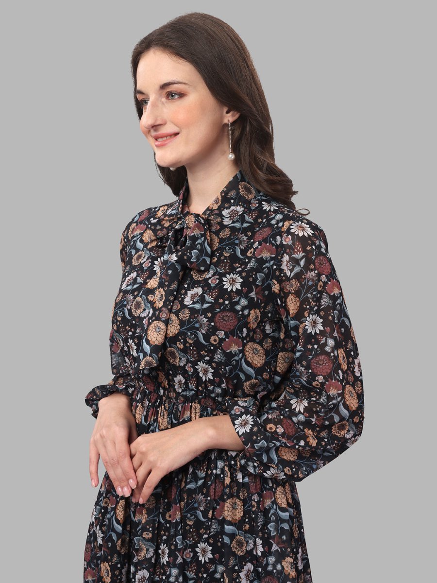 dresses for Women western wear floral Black - Masakali.Co®