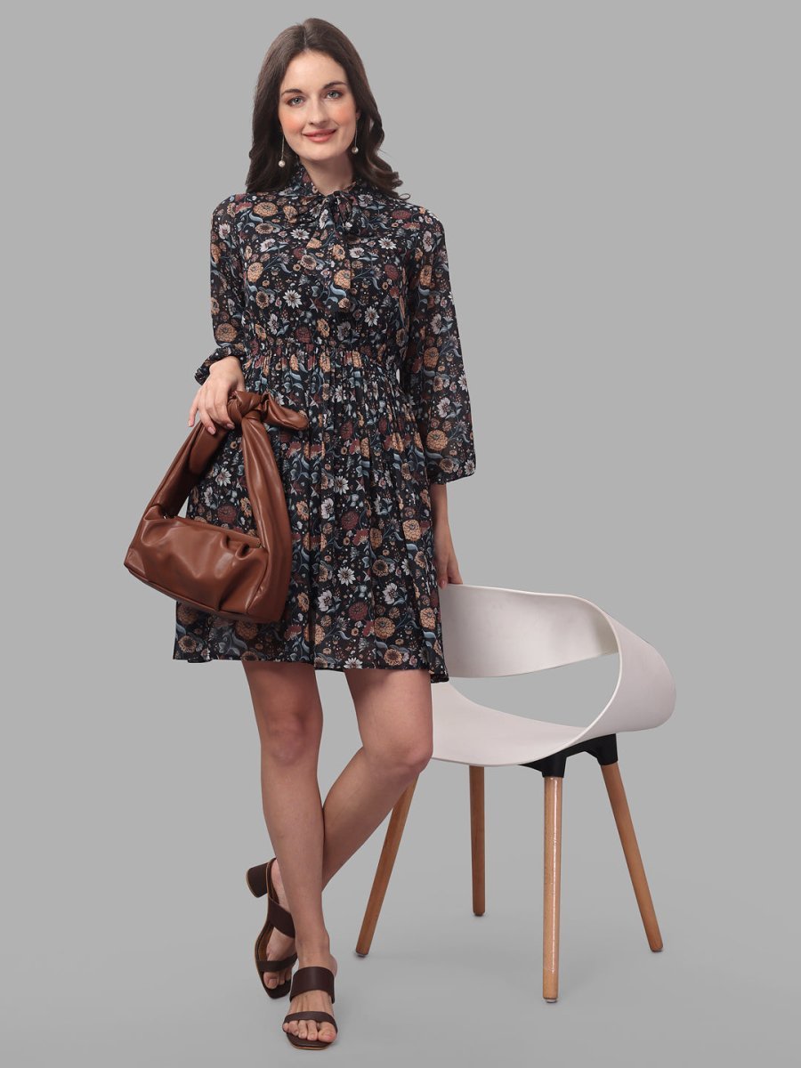 dresses for Women western wear floral Black - Masakali.Co®