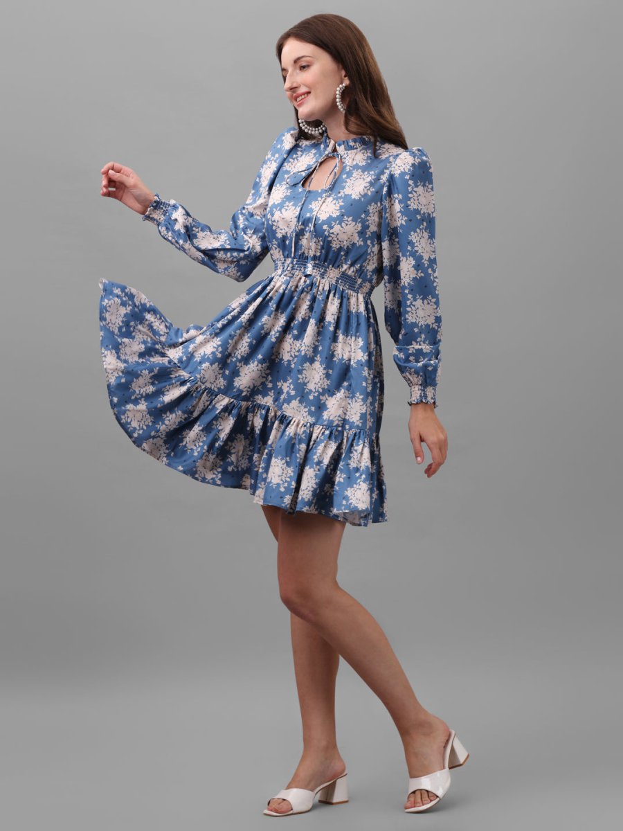 dresses for Women western wear floral Blue - Masakali.Co®