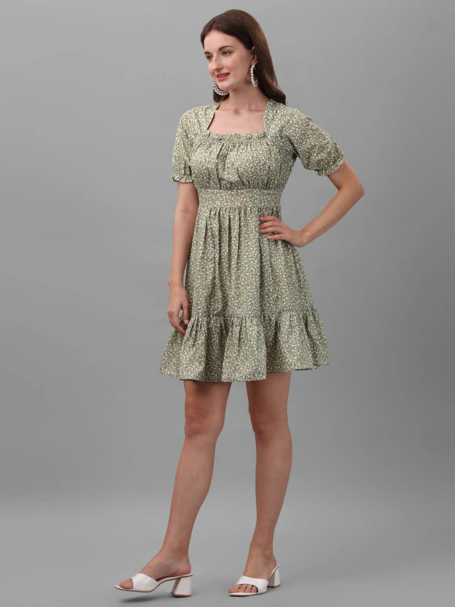 dresses for Women western wear floral Green - Masakali.Co®