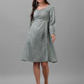 dresses for Women western wear floral Green
