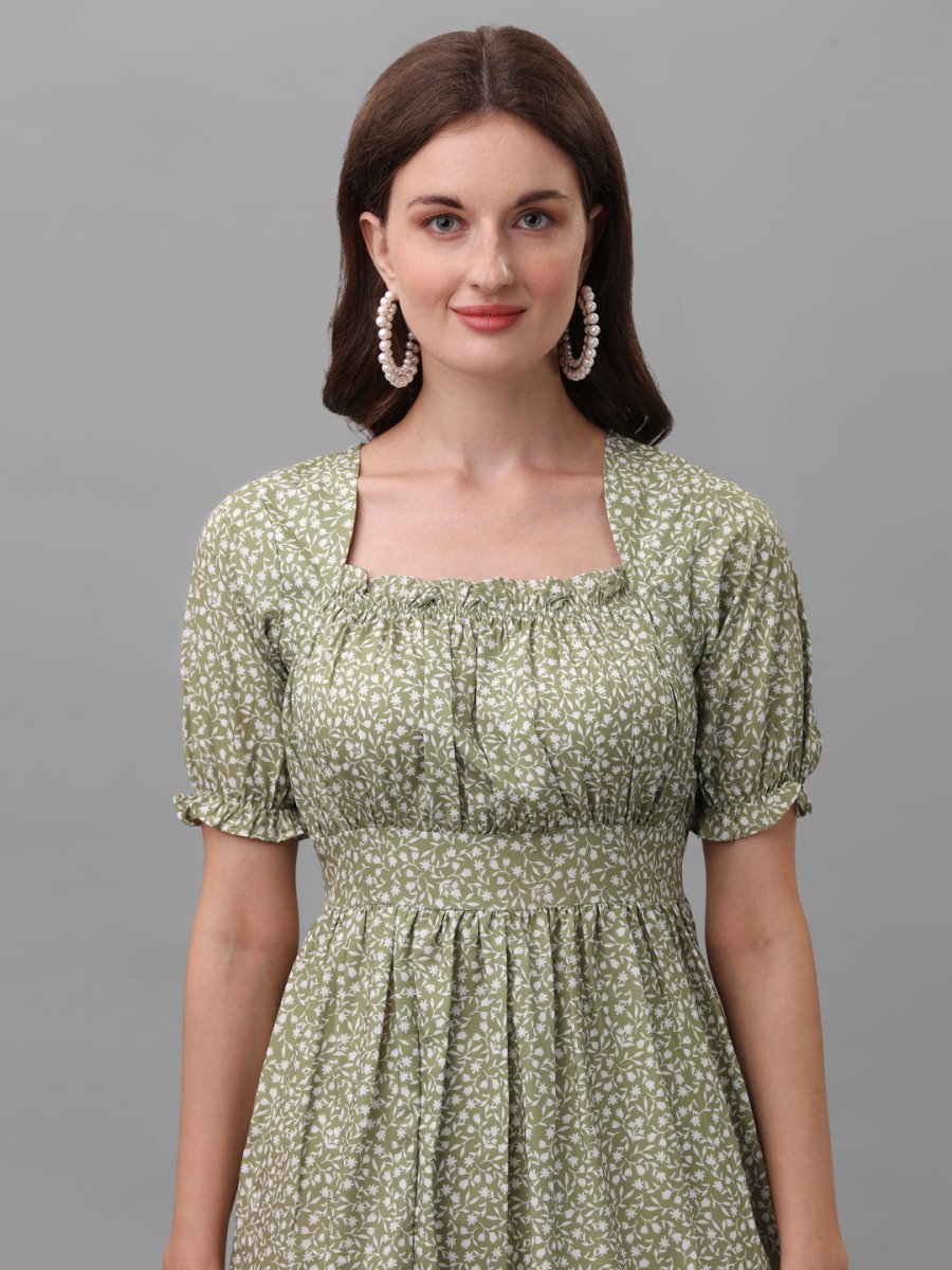 dresses for Women western wear floral Green - Masakali.Co®