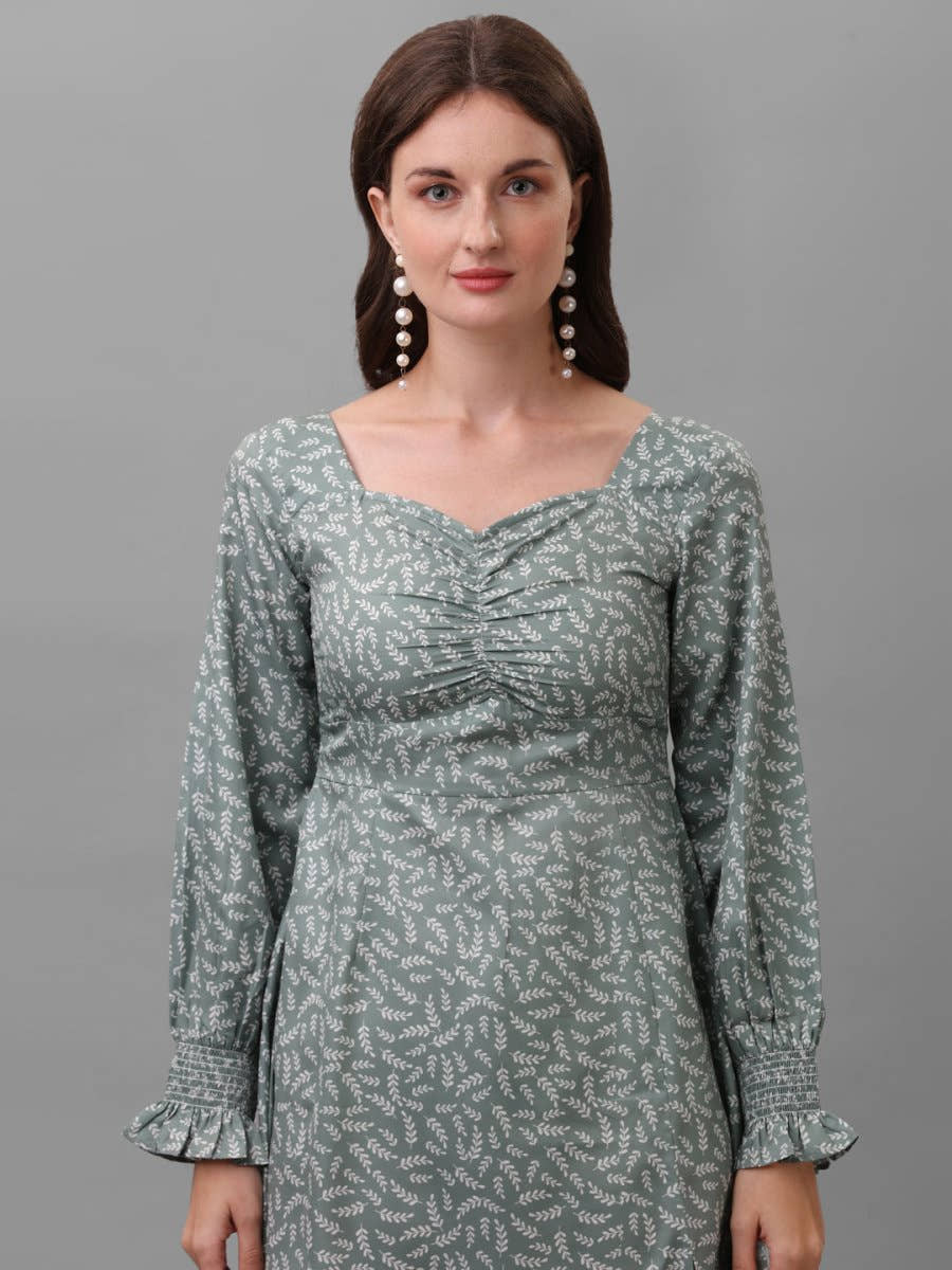 dresses for Women western wear floral Green - Masakali.Co®