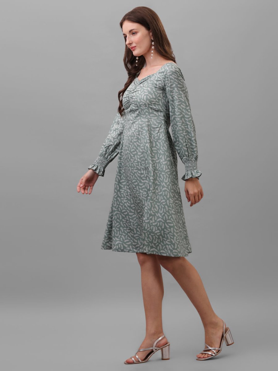 dresses for Women western wear floral Green - Masakali.Co®