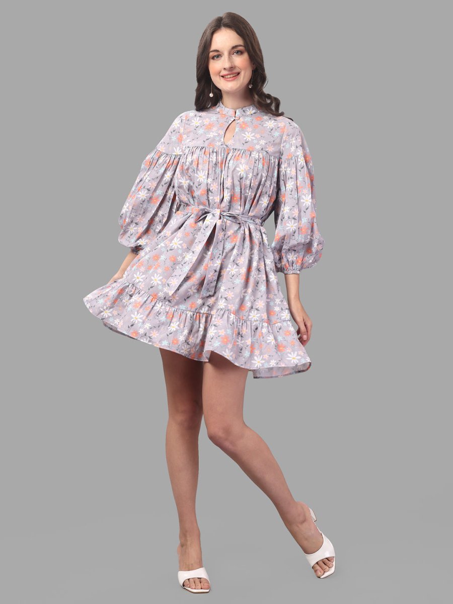 dresses for Women western wear floral Grey - Masakali.Co®