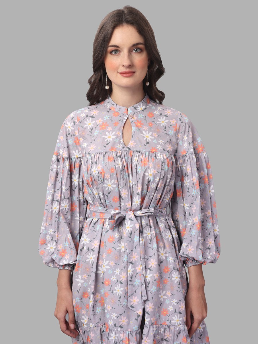 dresses for Women western wear floral Grey - Masakali.Co®