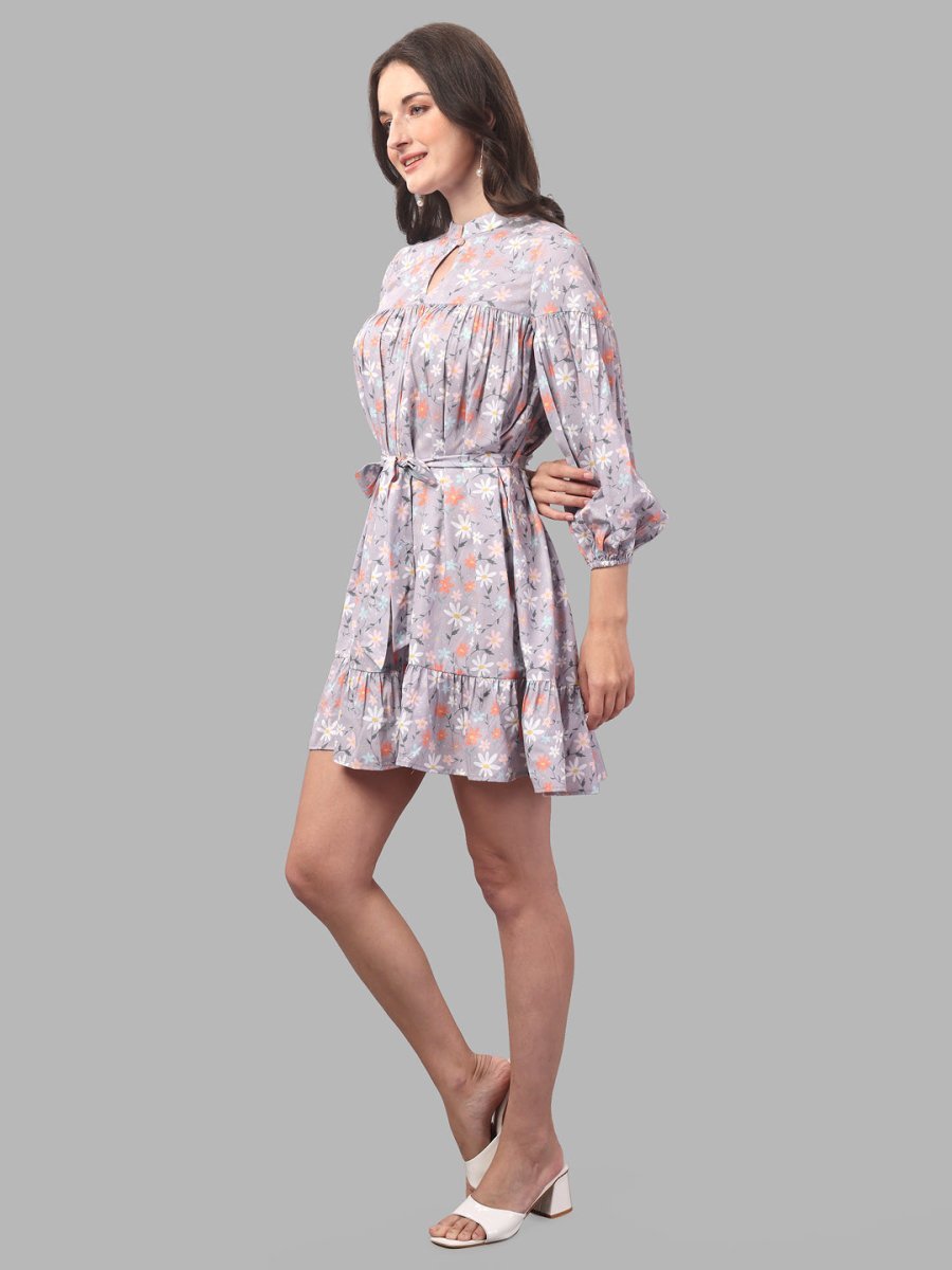 dresses for Women western wear floral Grey - Masakali.Co®