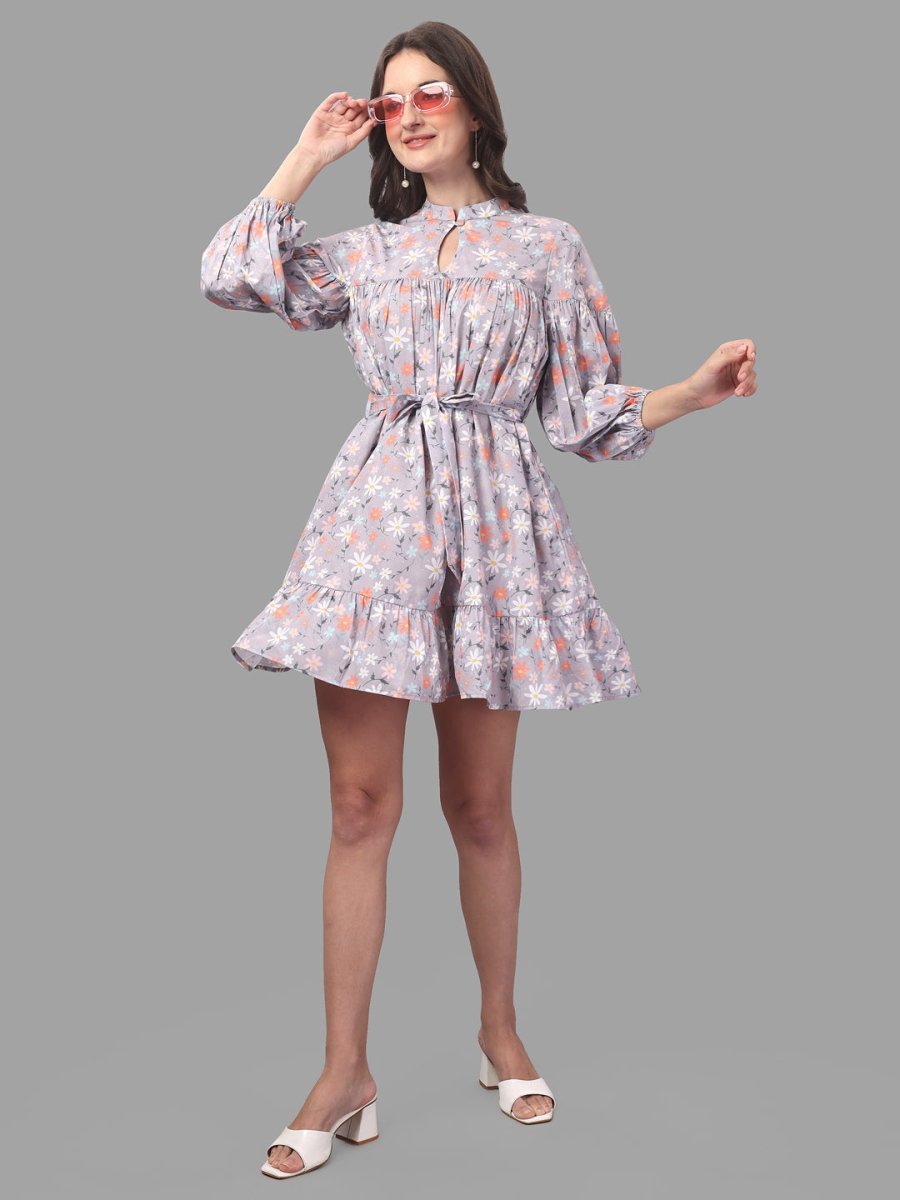 dresses for Women western wear floral Grey - Masakali.Co®