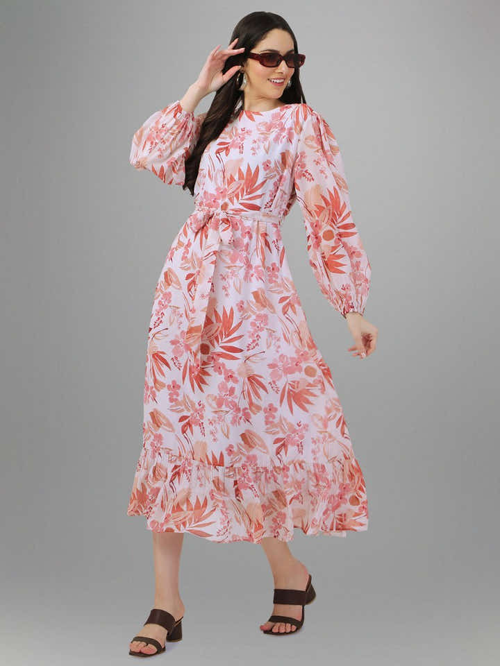 dresses for Women western wear Floral Maxi Dress - Masakali.Co®