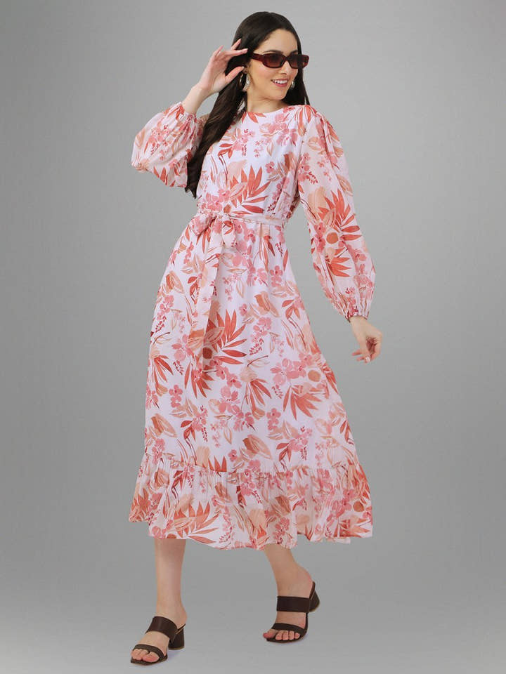 dresses for Women western wear Floral Maxi Dress - Masakali.Co®