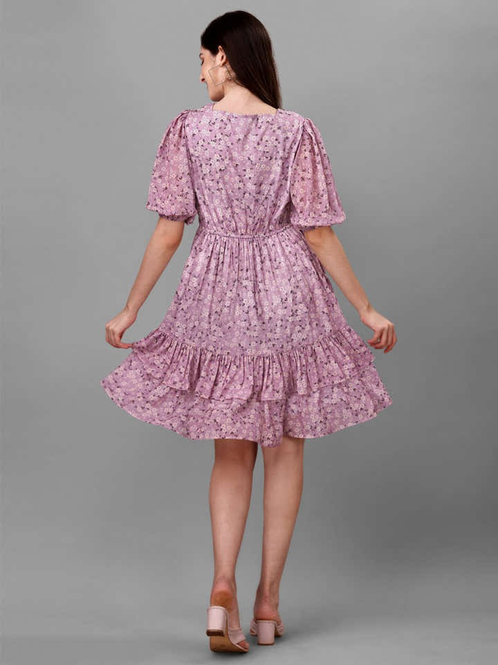 dresses for Women western wear Floral Pink - Masakali.Co®