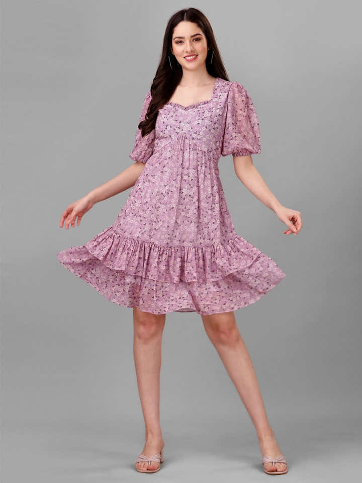 dresses for Women western wear Floral Pink - Masakali.Co®
