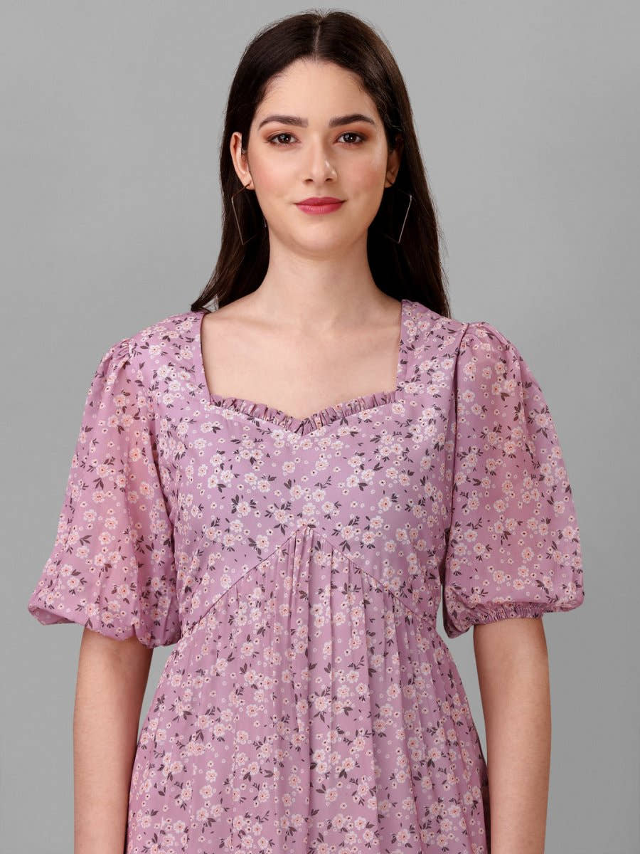 dresses for Women western wear Floral Pink - Masakali.Co®