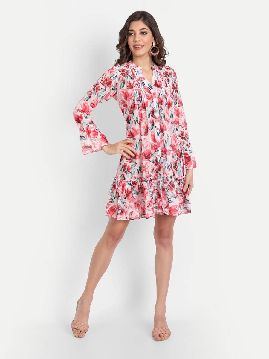 dresses for Women western wear floral red - Masakali.Co®