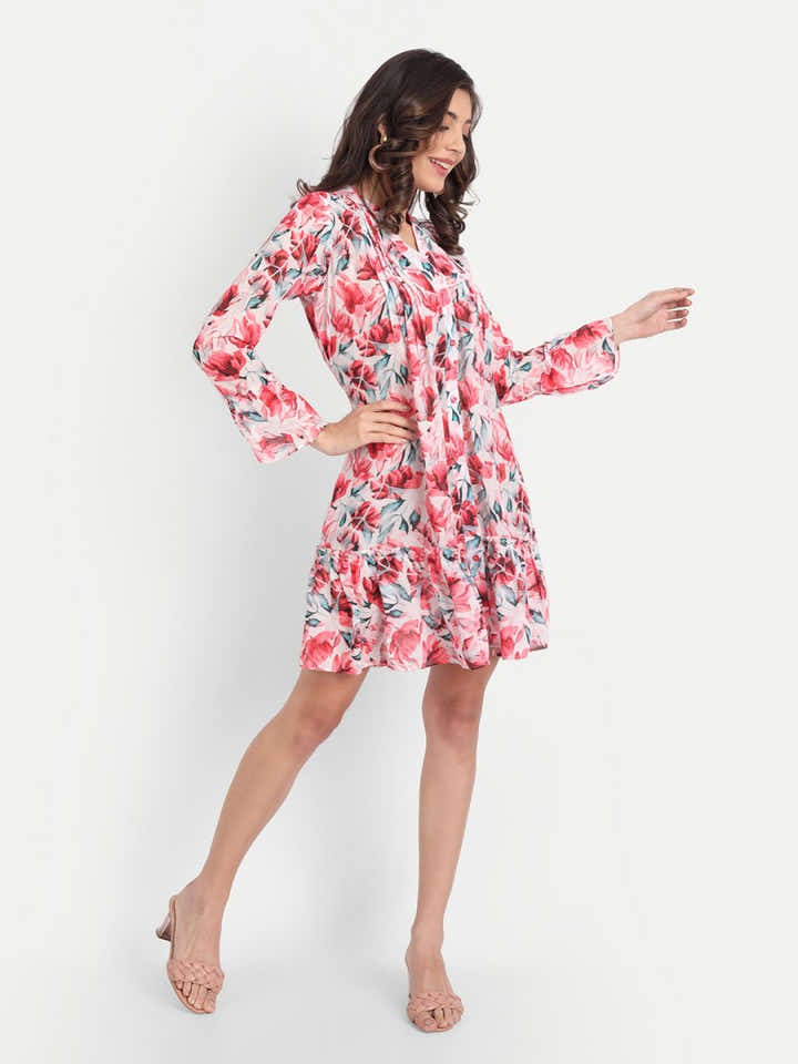 dresses for Women western wear floral red - Masakali.Co®