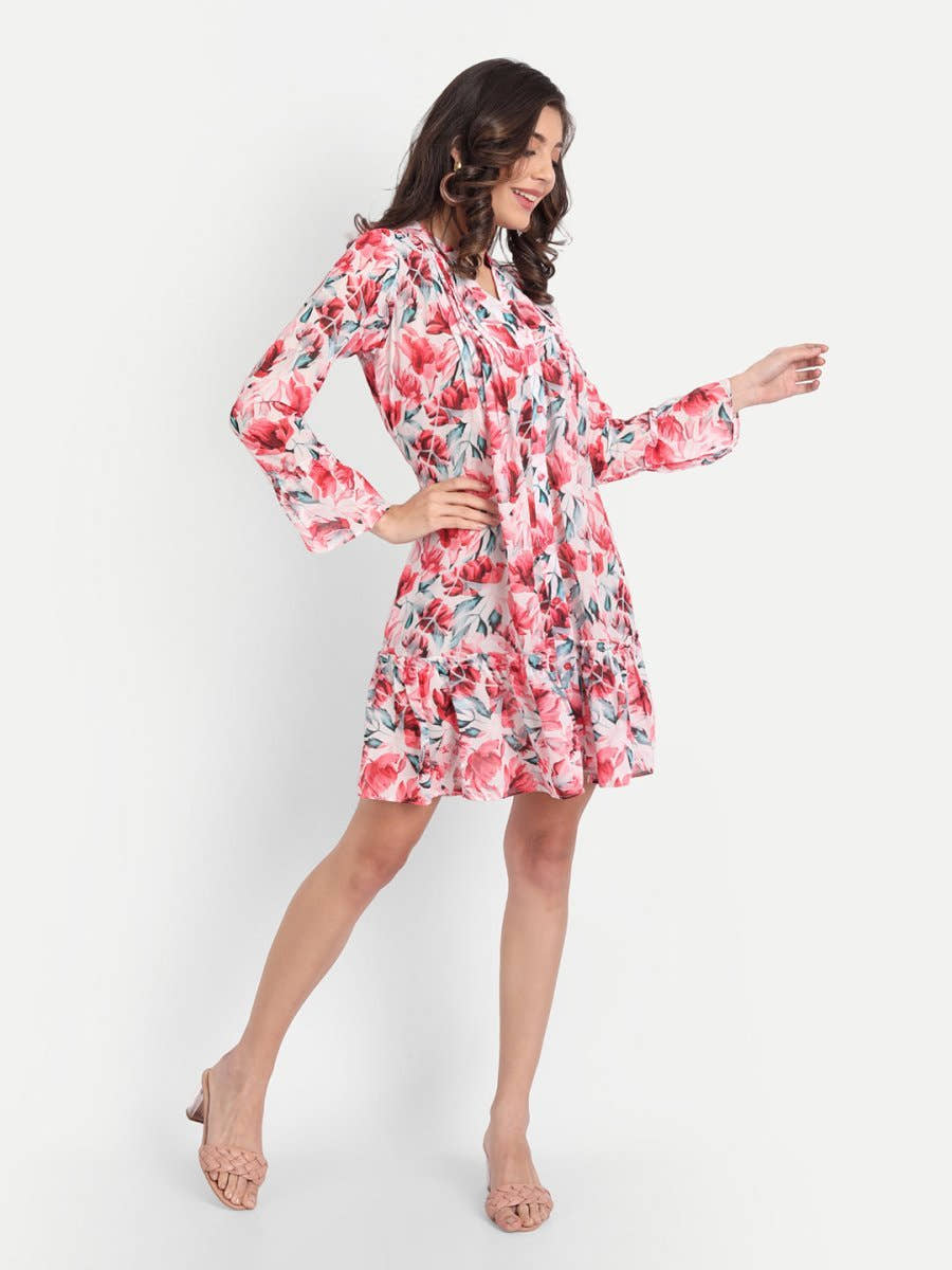 dresses for Women western wear floral red - Masakali.Co®