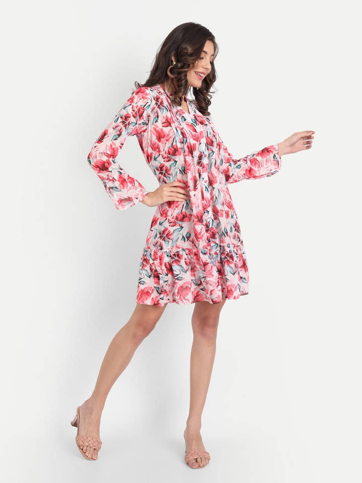 dresses for Women western wear floral red - Masakali.Co®