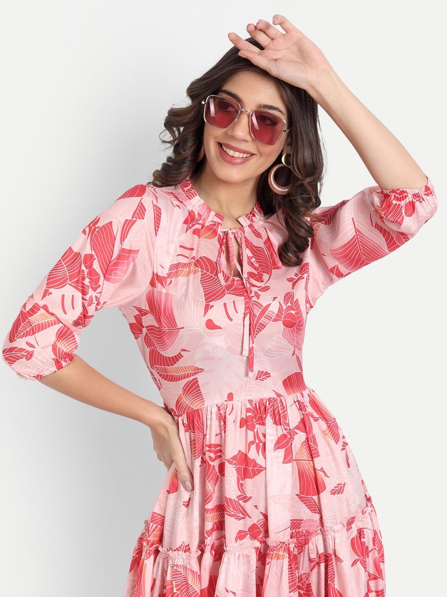 dresses for Women western wear floral red - Masakali.Co®