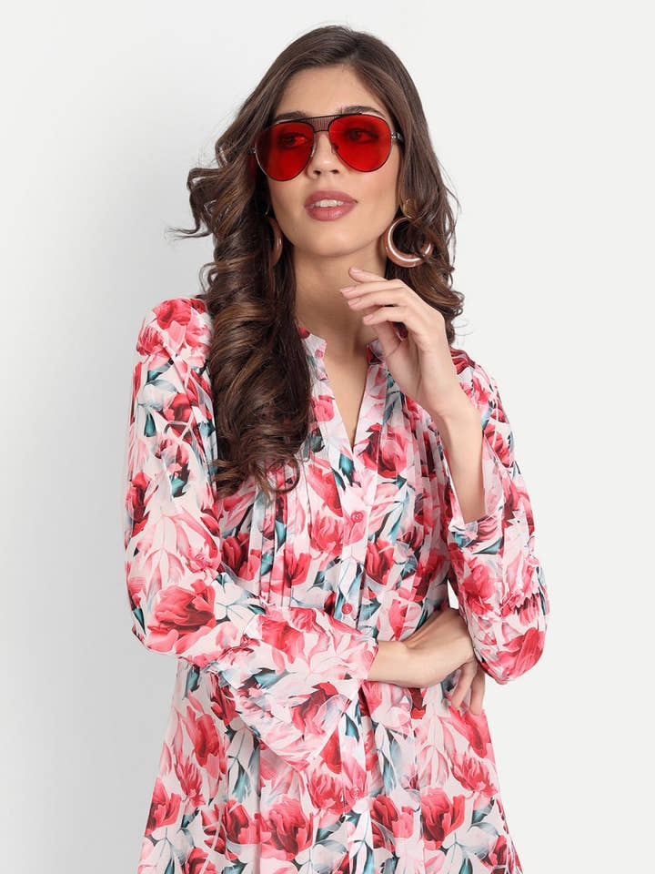 dresses for Women western wear floral red - Masakali.Co®
