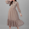dresses for Women western wear Geometrical Brown Maxi Dress