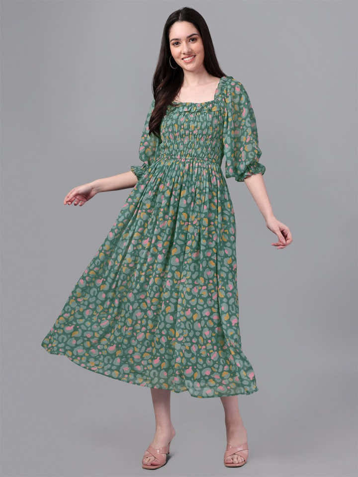 dresses for Women western wear Green Maxi Dress - Masakali.Co®
