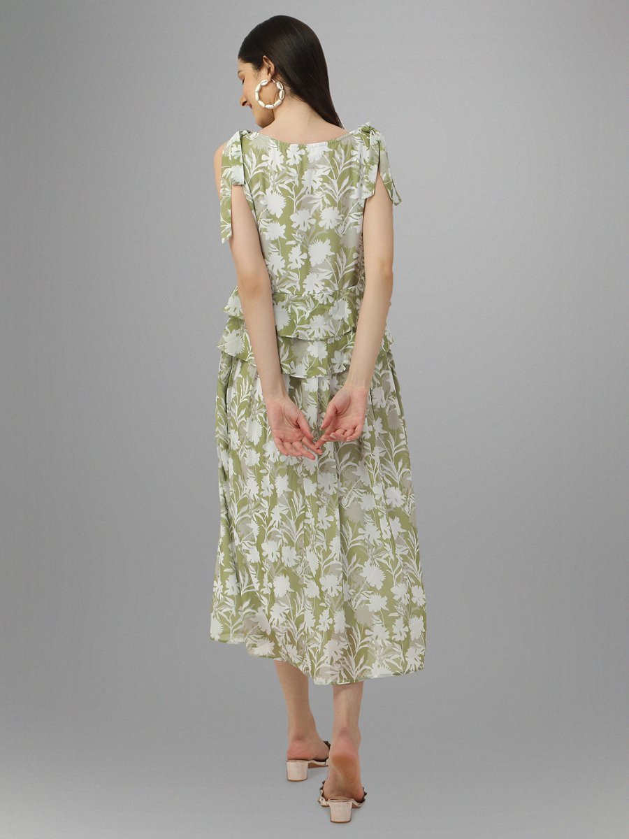 dresses for Women western wear Light Green Floral Maxi Dress - Masakali.Co®