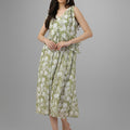 dresses for Women western wear Light Green Floral Maxi Dress