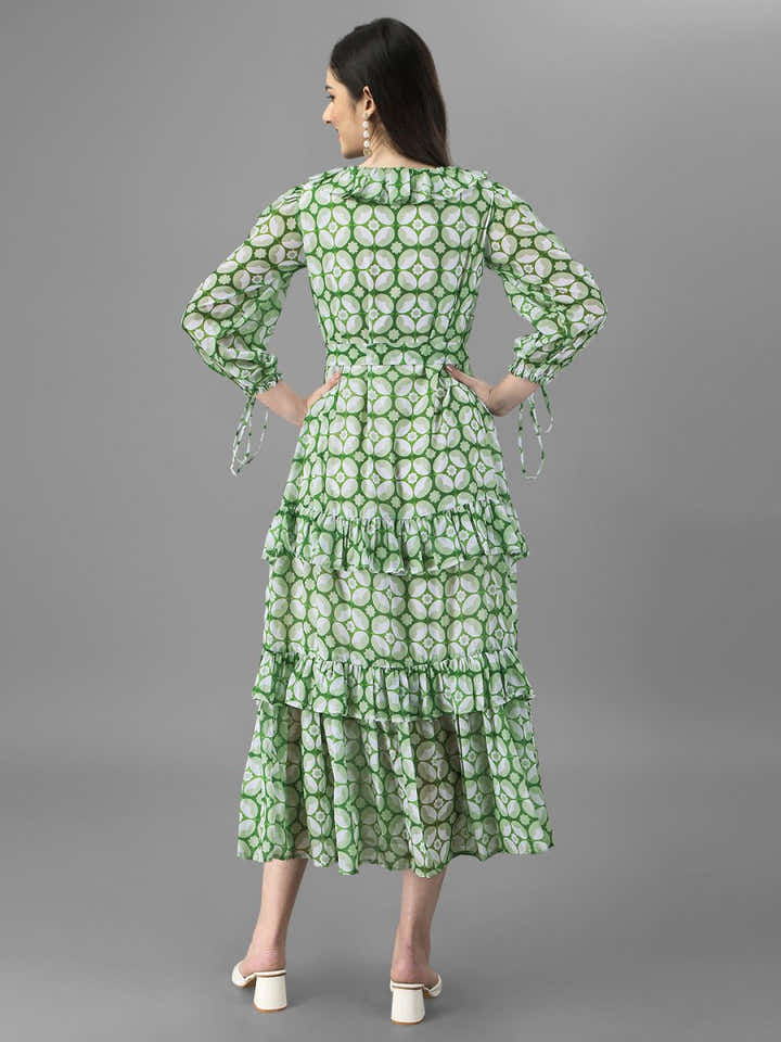 dresses for Women western wear Parrot Green Maxi Dress - Masakali.Co®