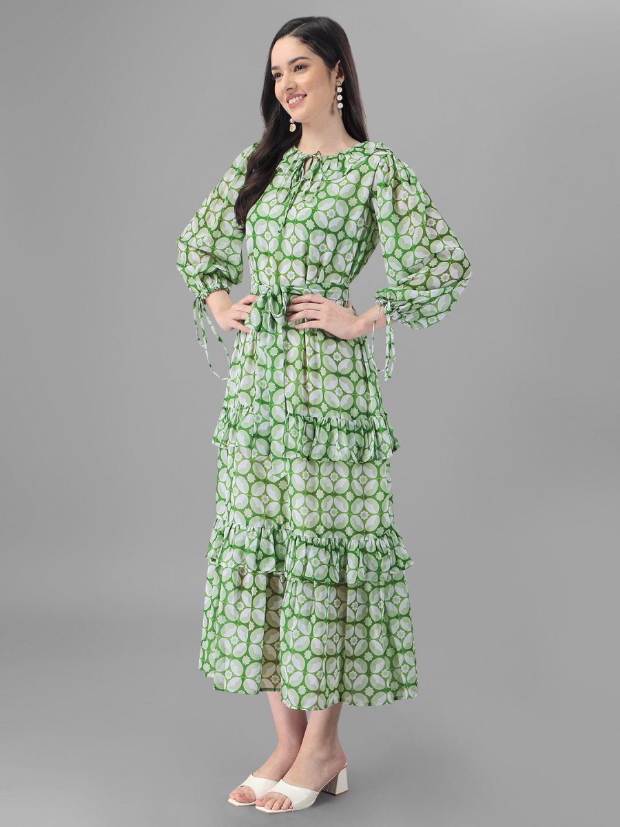 dresses for Women western wear Parrot Green Maxi Dress - Masakali.Co®