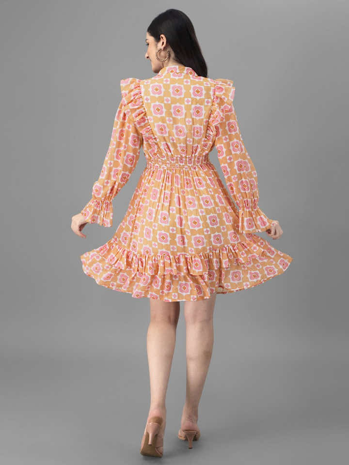 dresses for Women western wear Peach Dress - Masakali.Co®