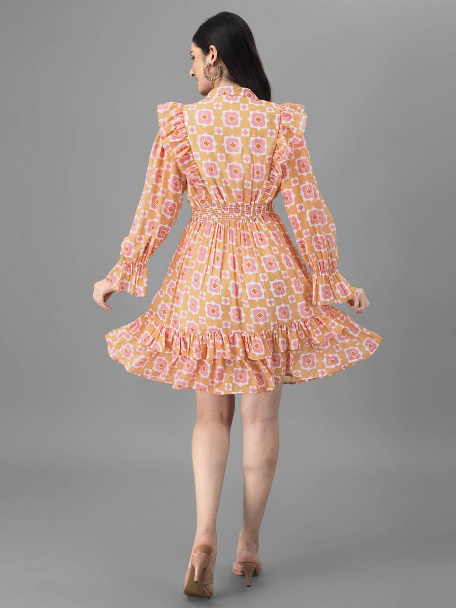 dresses for Women western wear Peach Dress - Masakali.Co®