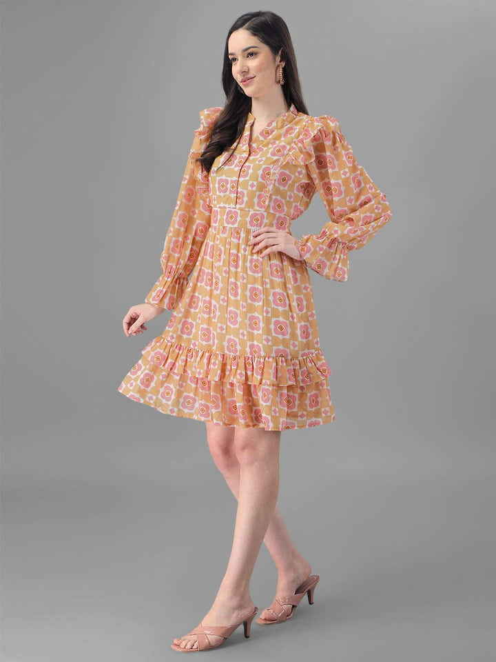 dresses for Women western wear Peach Dress - Masakali.Co®