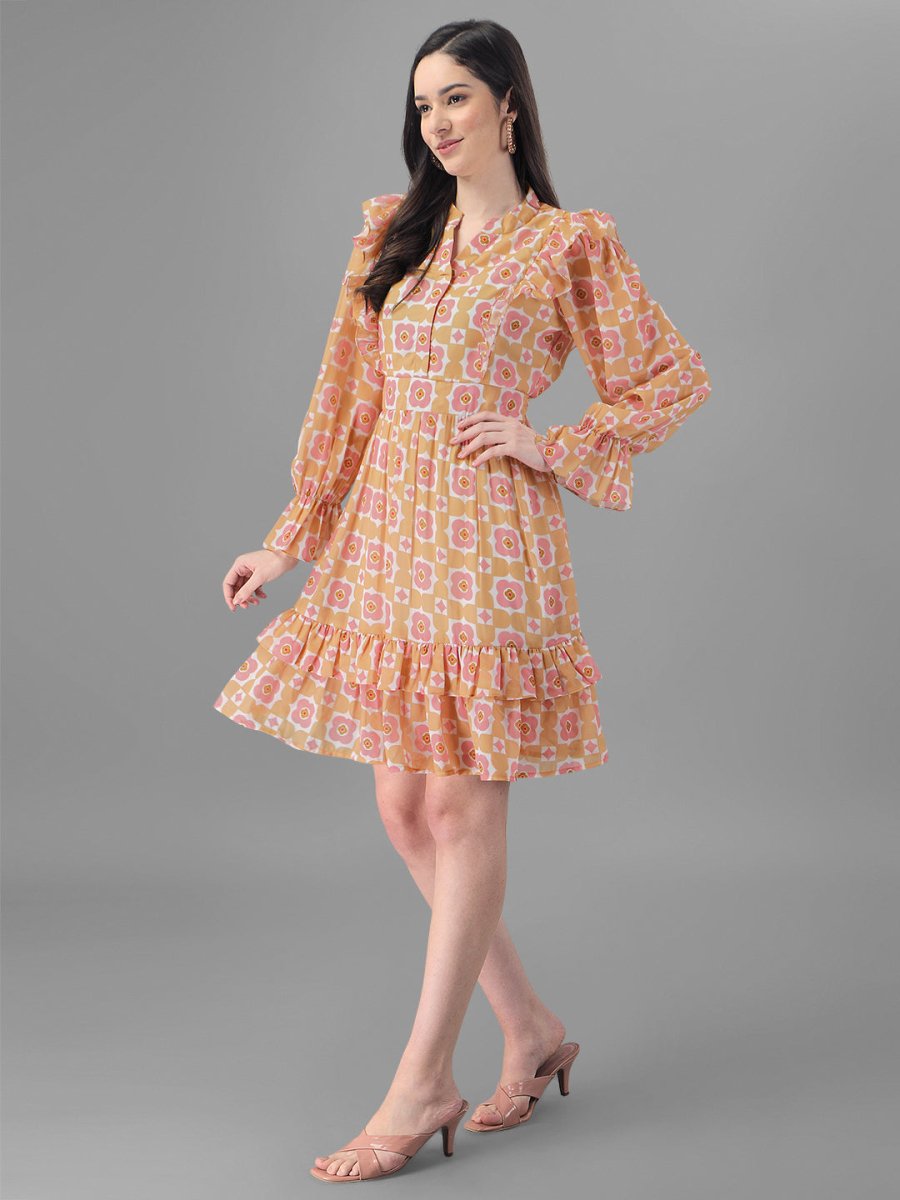 dresses for Women western wear Peach Dress - Masakali.Co®