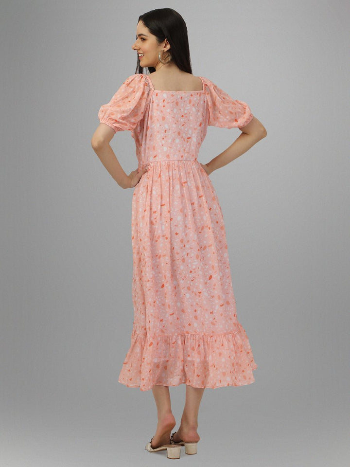 dresses for Women western wear Peach Floral Maxi Dress - Masakali.Co®