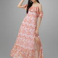 dresses for Women western wear Peach Maxi Dress