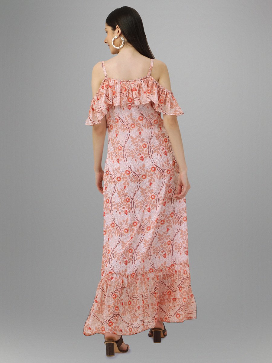 dresses for Women western wear Peach Maxi Dress - Masakali.Co®