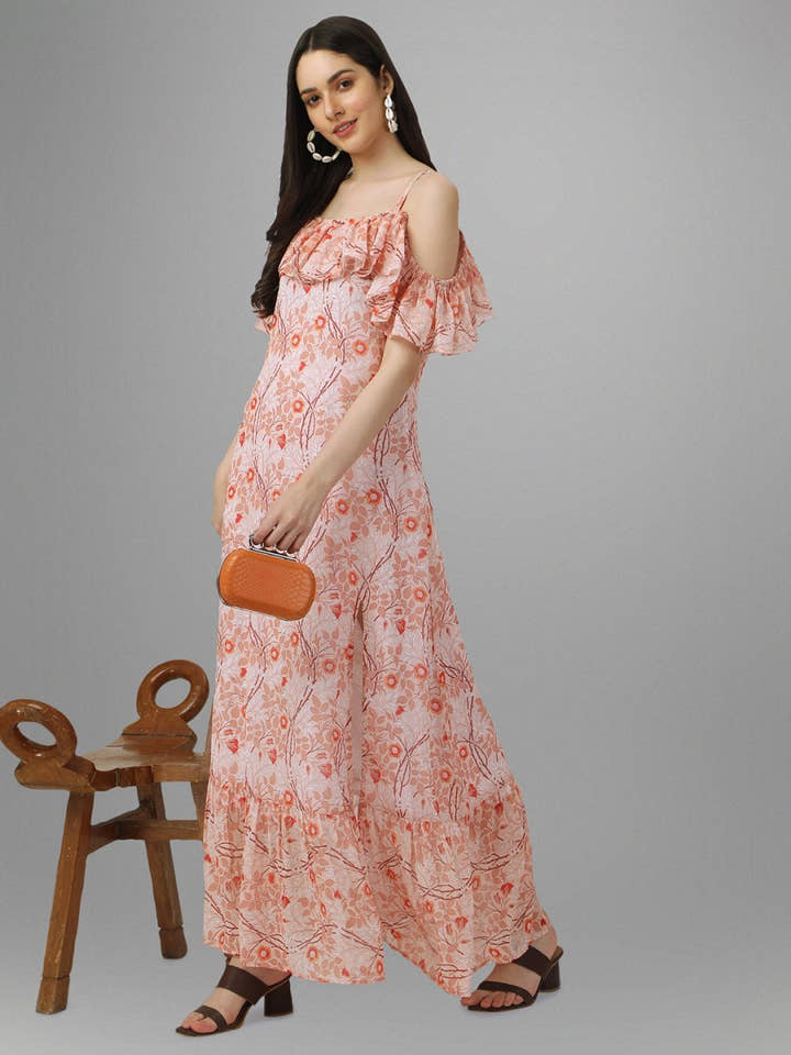 dresses for Women western wear Peach Maxi Dress - Masakali.Co®