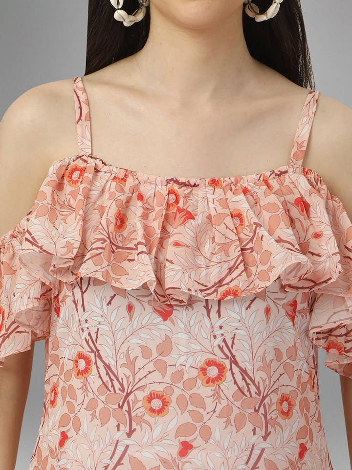 dresses for Women western wear Peach Maxi Dress - Masakali.Co®