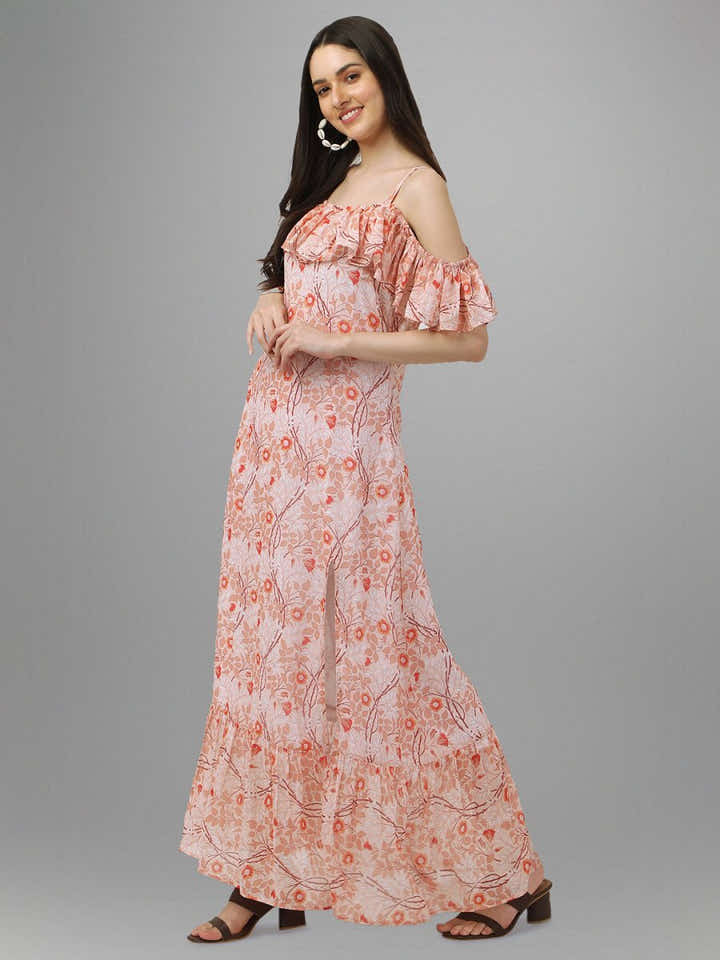 dresses for Women western wear Peach Maxi Dress - Masakali.Co®