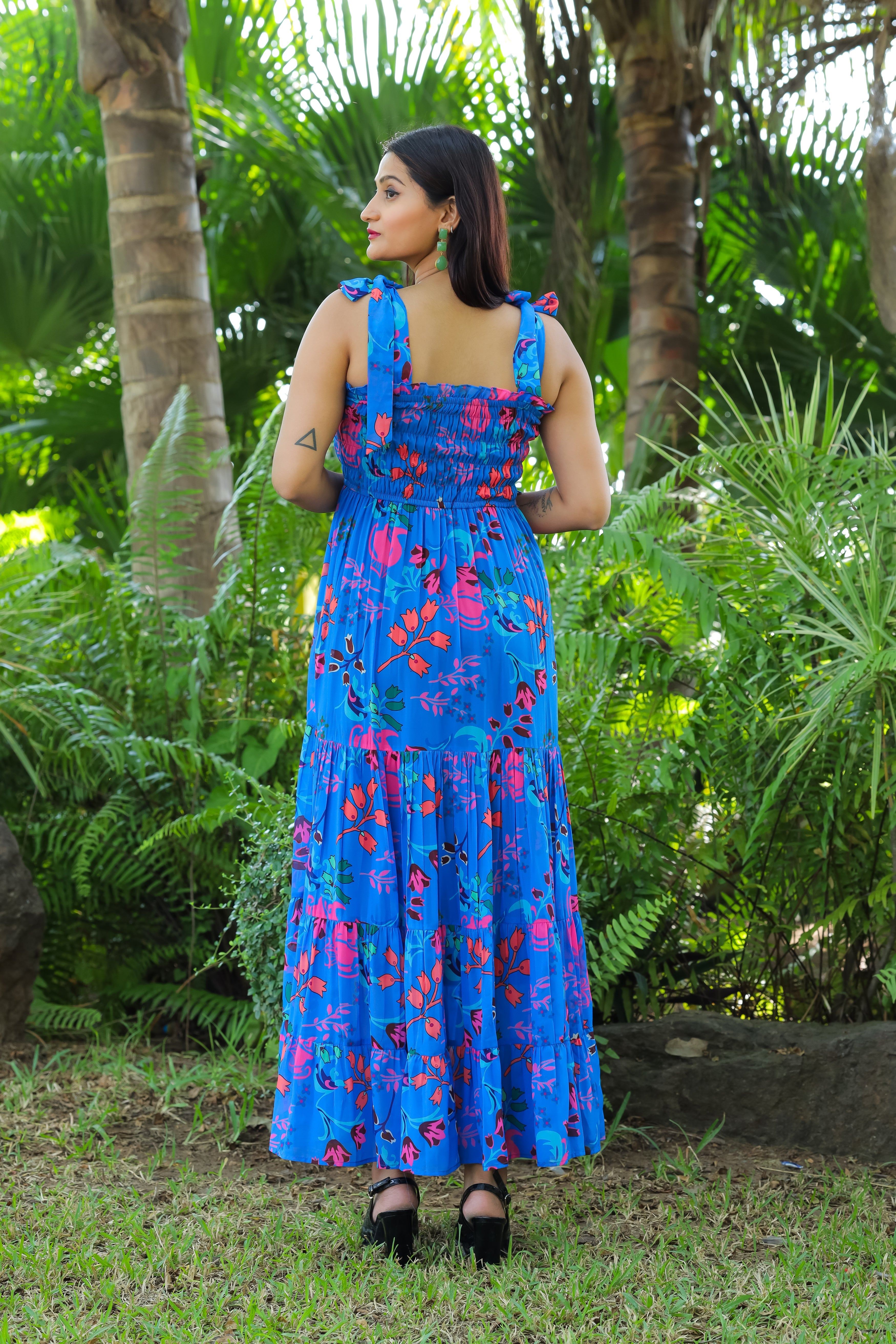 French Blue Maxi Dress Masakali.Co