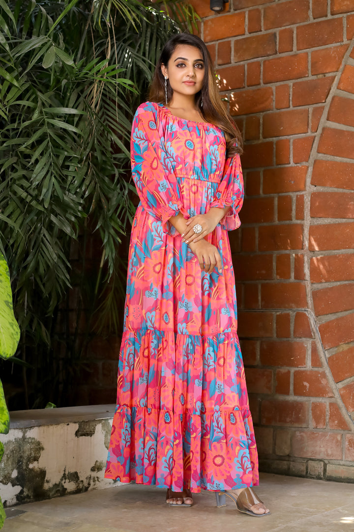 French Rose Pink Maxi Dress - Masakali.Co®