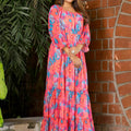 French Rose Pink  Maxi Dress