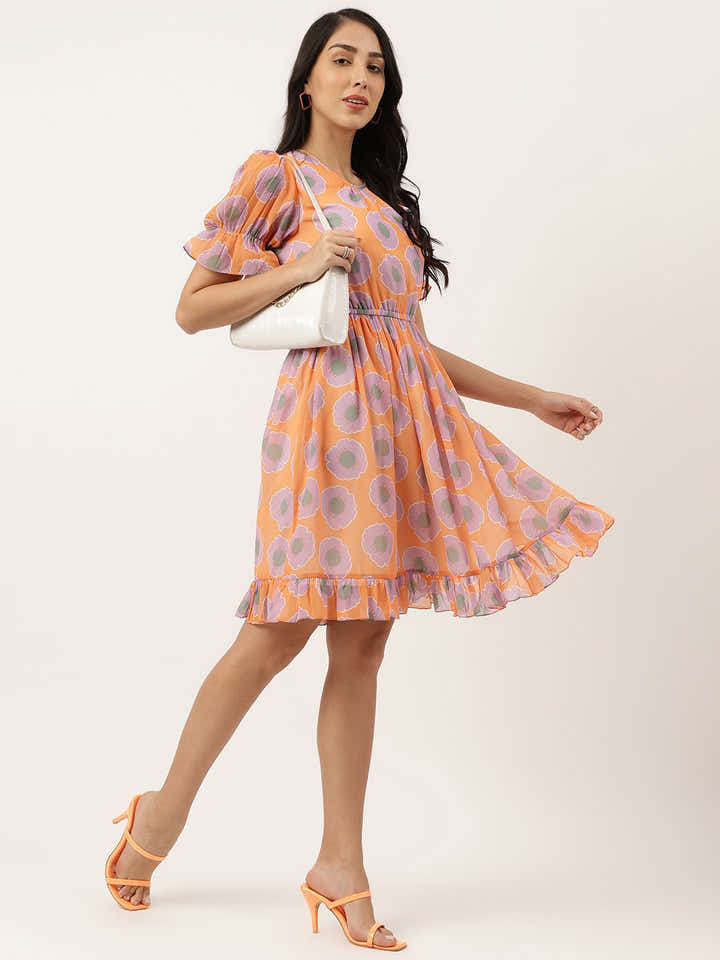 Grandis Orange Women's Mini Dress - Masakali.Co®